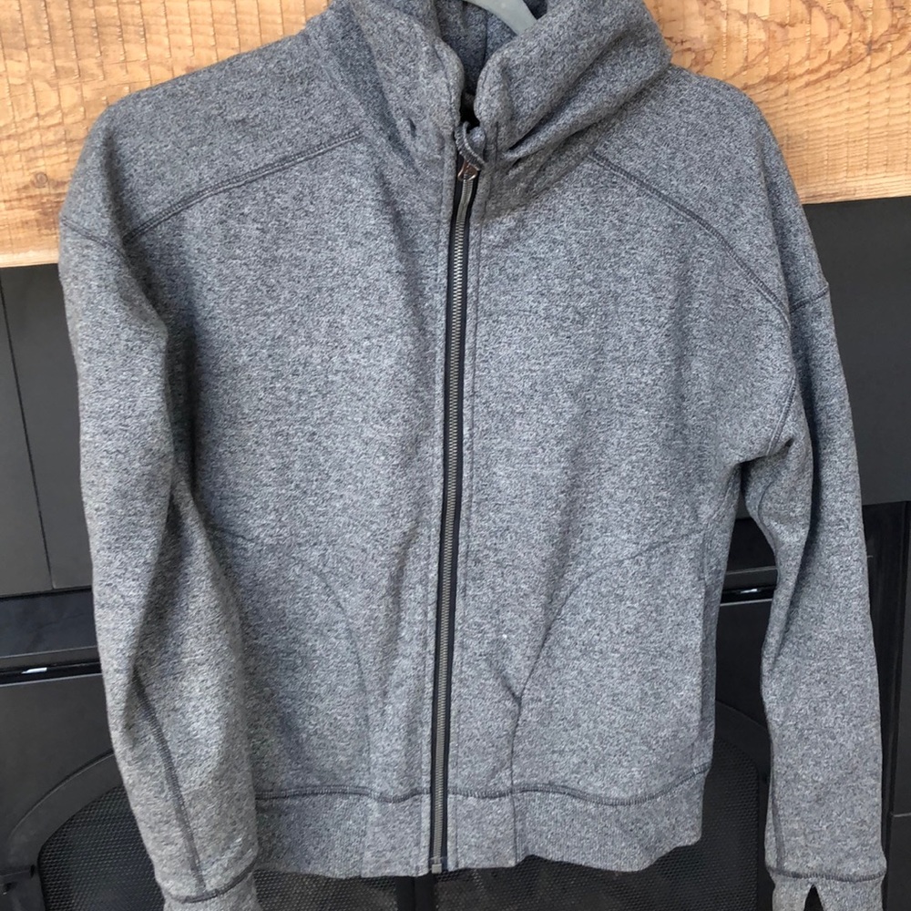 Grey fleece high neck full zip jacket